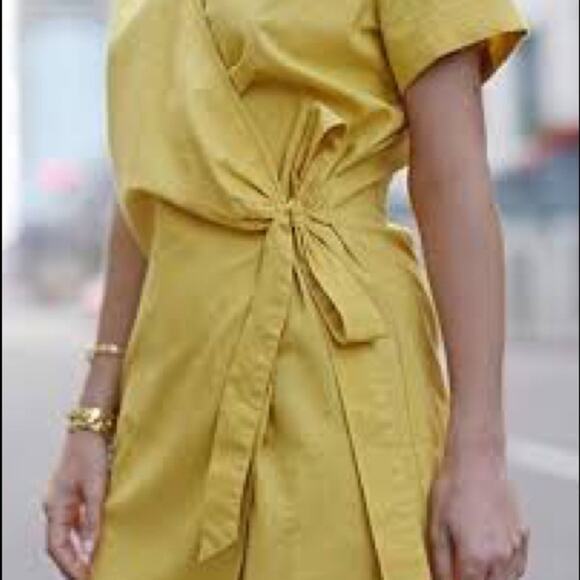The Drop Paola Alberdi yellow saffron wrap mini dress - Picture 3 of 10